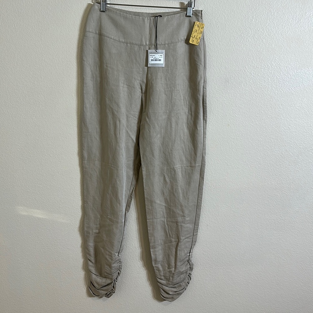 Sarah Pancini Trouser Sand color side zip Size 1 Ramie/Viscose blend